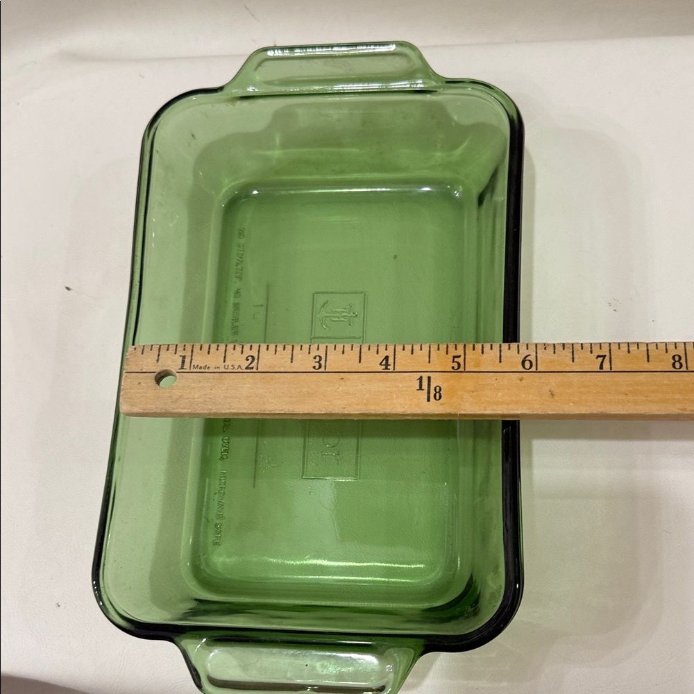 Anchor Hocking Forest Green Glass Bakeware Vintage 6 X 9 In 1 Qt Oven Microwave - Picture 7 of 13